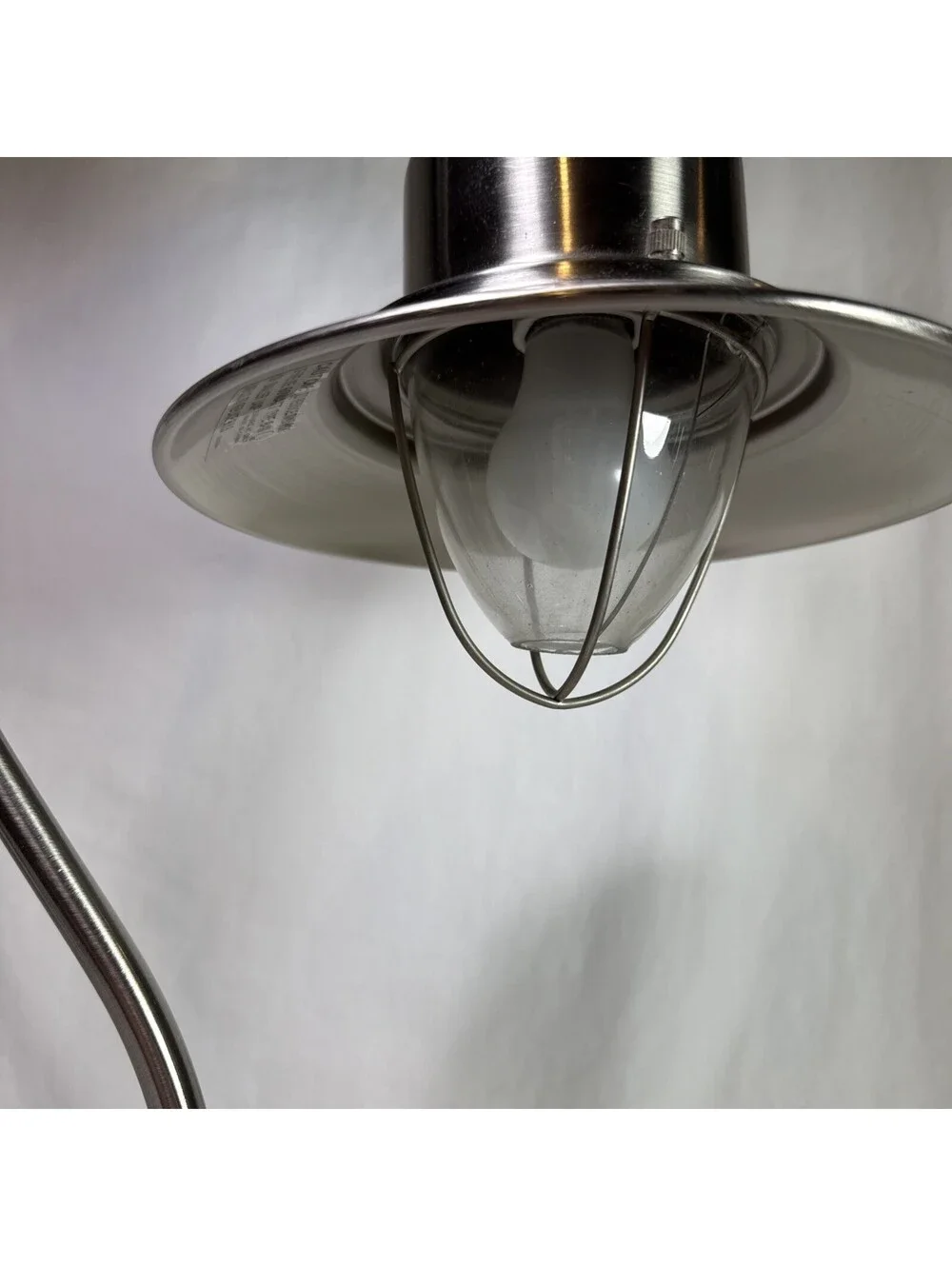 Pottery Barn Brushed Nickel Fisherman Table Lamp Hanging Bulb Cage Industrial